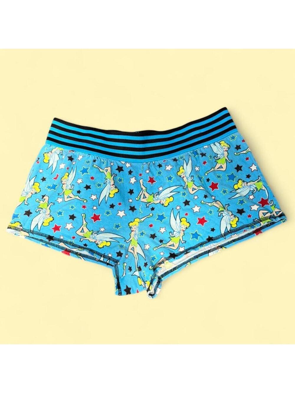 Vintage Disney Tinkerbell Shorts All-Over Print Blue Stars Y2K Size L